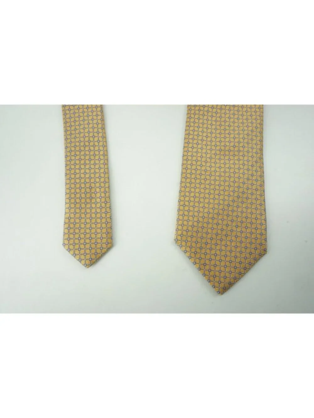 Eton Butter Yellow Lapis Blue Ditsy Micro Flower 100% Silk Tie Brand New Tags